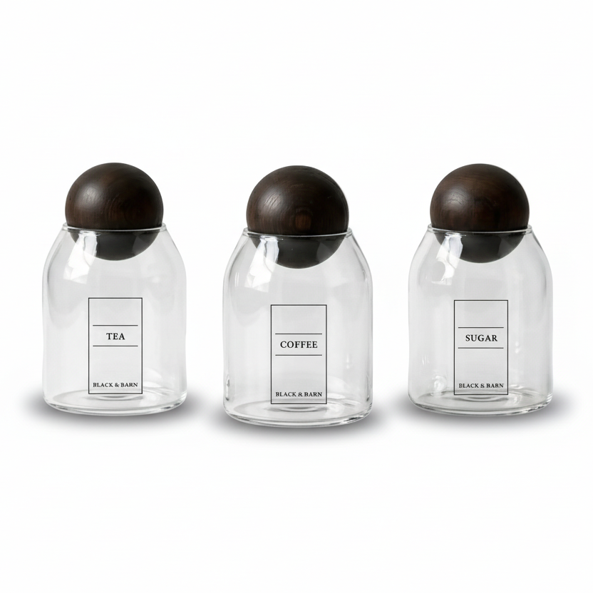 Ball jars with board print