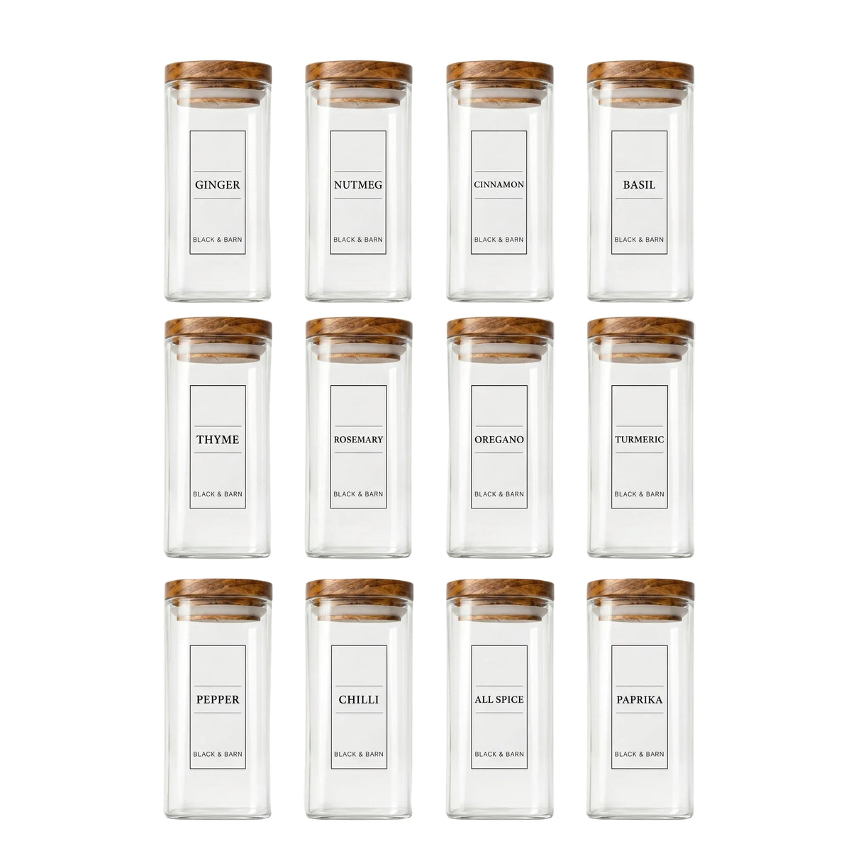 Set of 12 luxury spice Jars